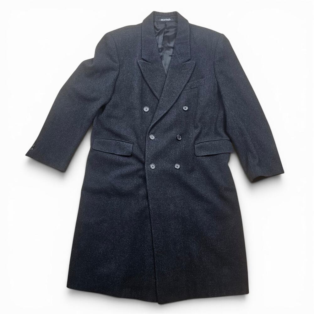 KENSINGTON ROAD Double Breasted Wool Overcoat Men's XL VTG 80's Formal Utility